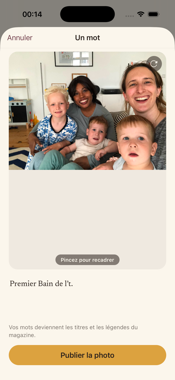 Ajout d’une légende dans l’app Nous